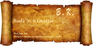 Baán Klaudia névjegykártya